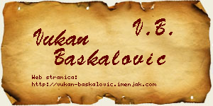 Vukan Baškalović vizit kartica